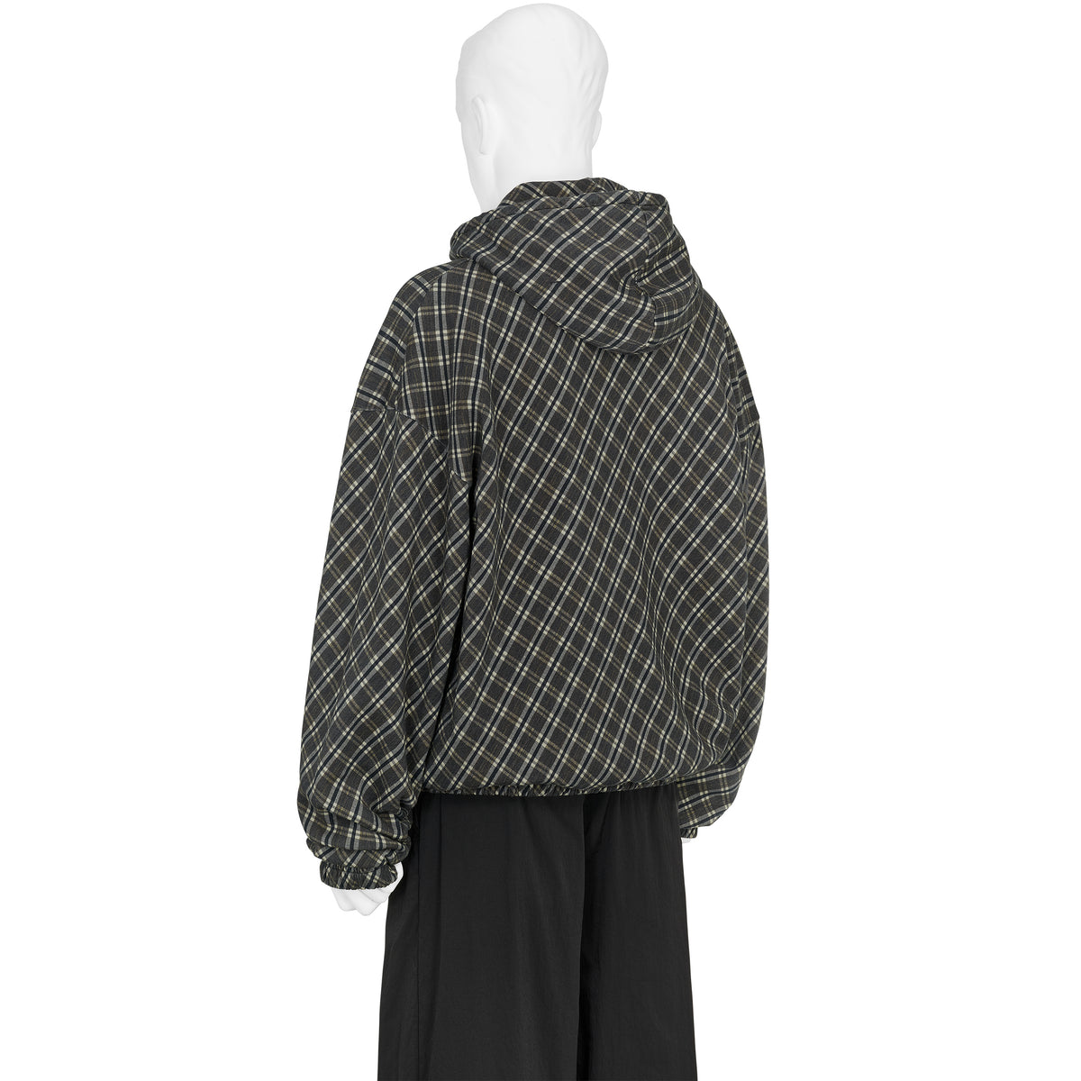 PLAID MASKED HOODIE BROWN