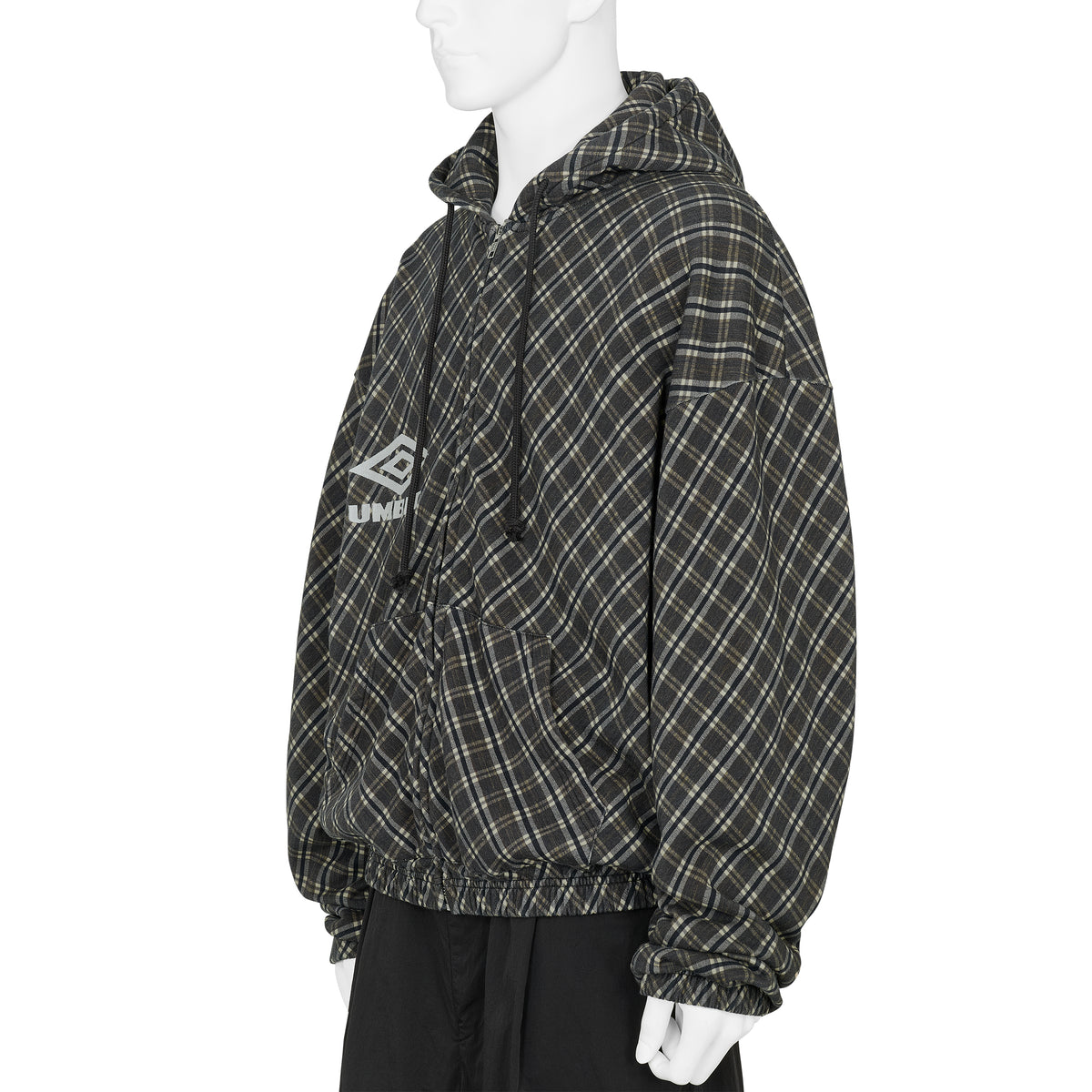 PLAID MASKED HOODIE BROWN