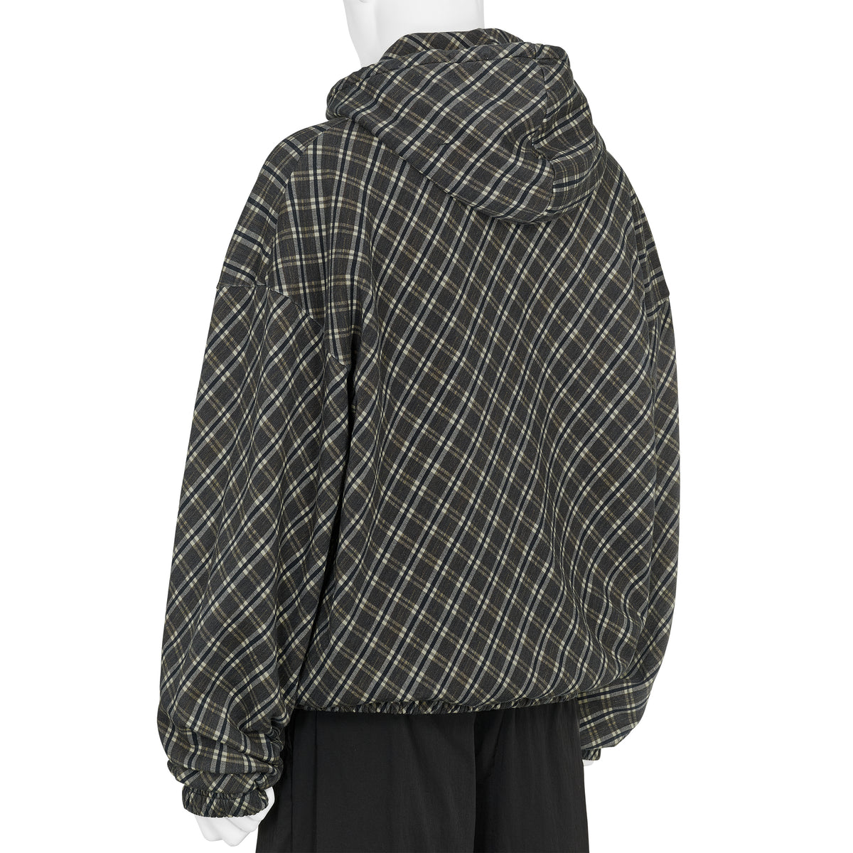 PLAID MASKED HOODIE BROWN