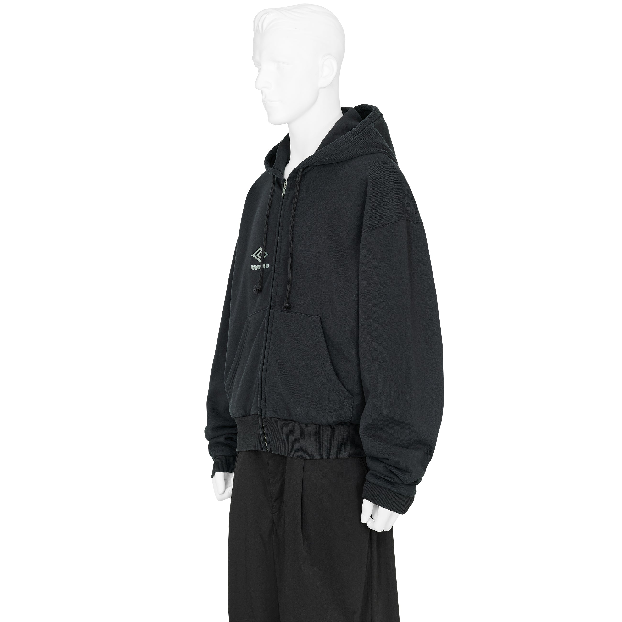 COMPACT MASKED ZIP HOODIE WASHED BLACK - SLAM JAM and UMBRO(スラム