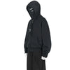 COMPACT MASKED ZIP HOODIE WASHED BLACK