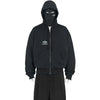 COMPACT MASKED ZIP HOODIE WASHED BLACK