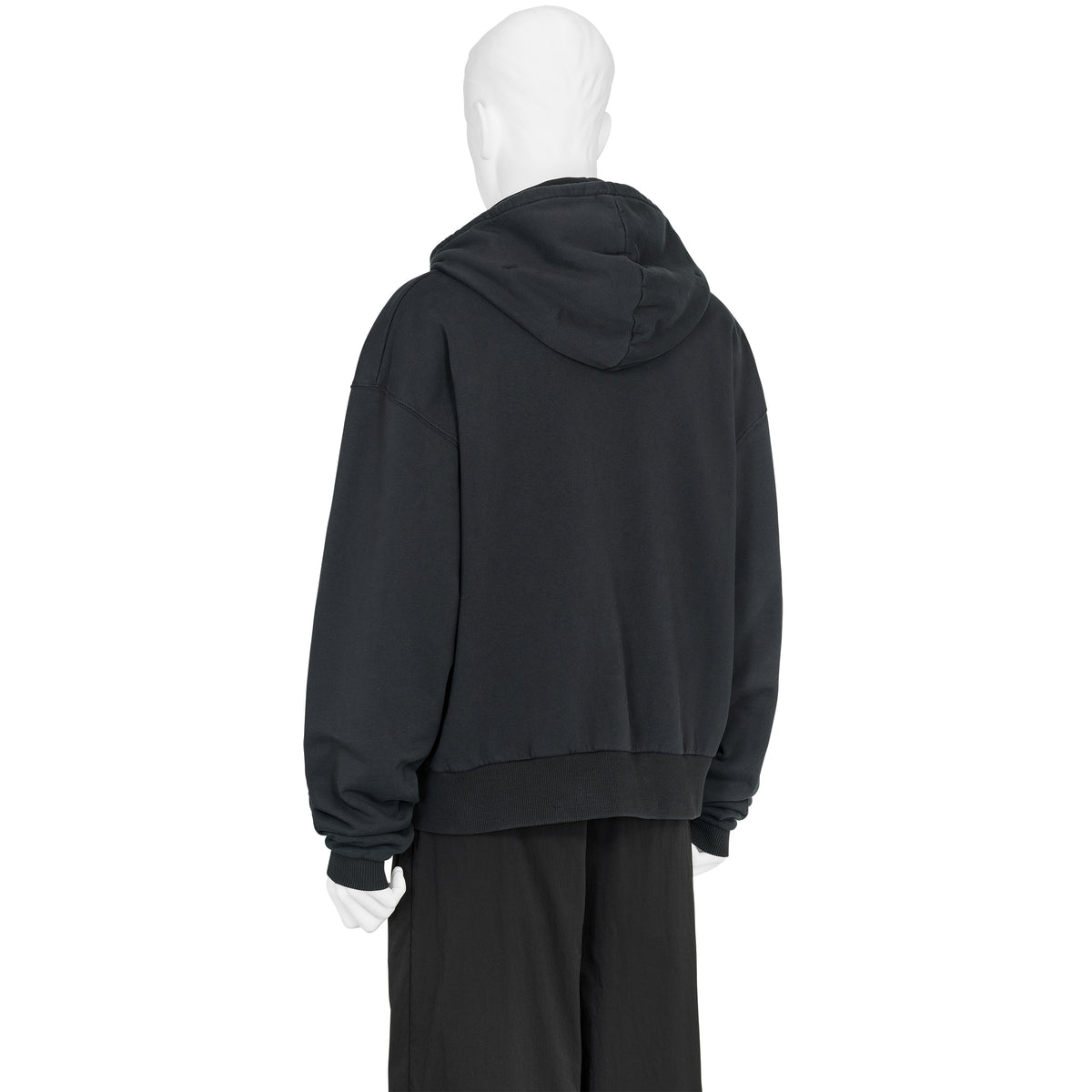 COMPACT MASKED ZIP HOODIE WASHED BLACK
