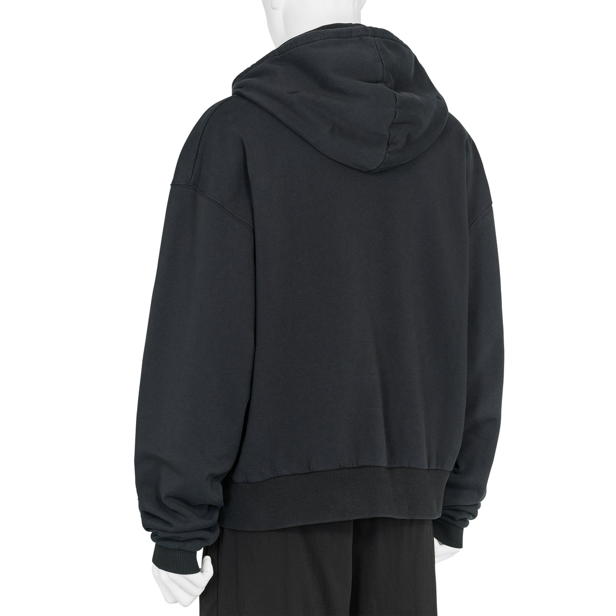 COMPACT MASKED ZIP HOODIE WASHED BLACK