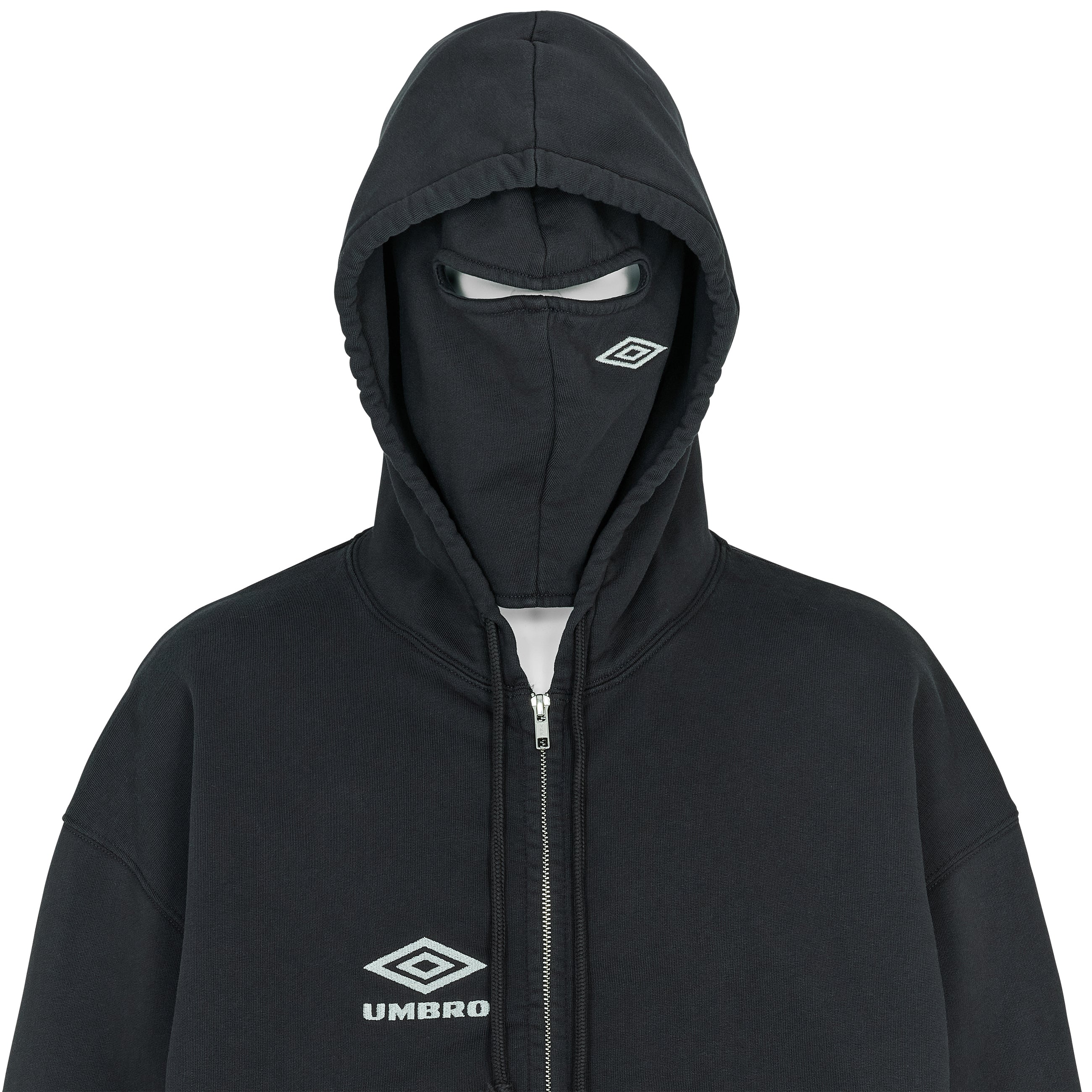 COMPACT MASKED ZIP HOODIE WASHED BLACK - SLAM JAM and UMBRO(スラム
