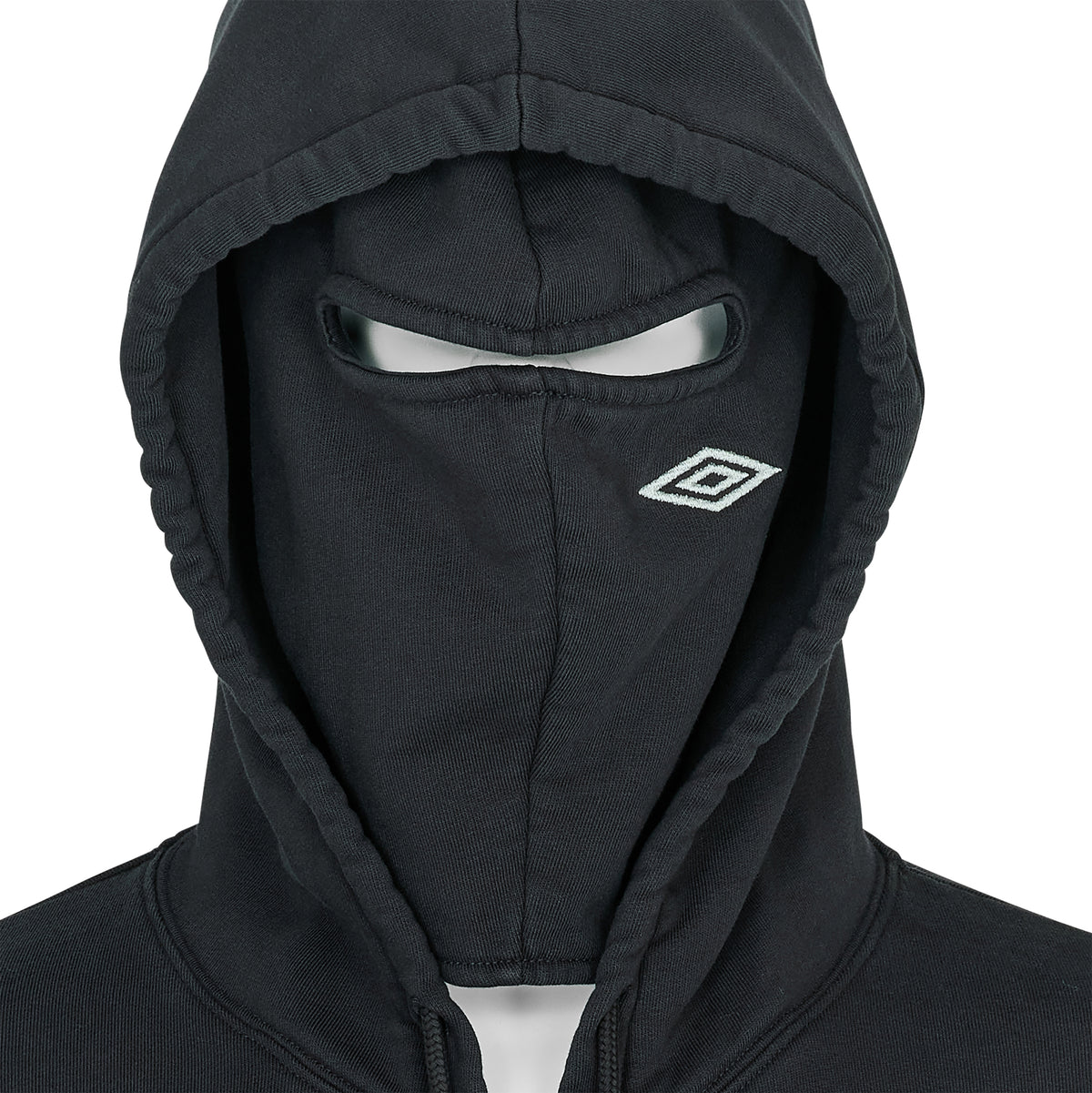 COMPACT MASKED ZIP HOODIE WASHED BLACK