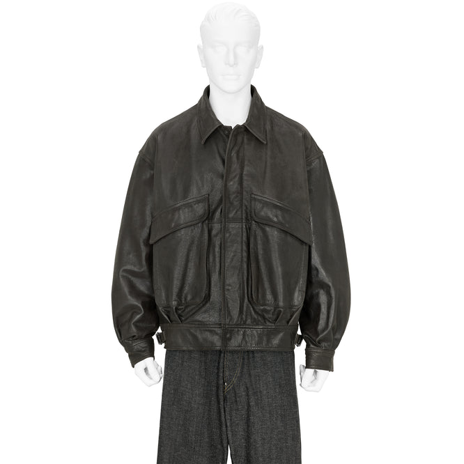 COW LEATHER FLIGHT JACKET BROWN
