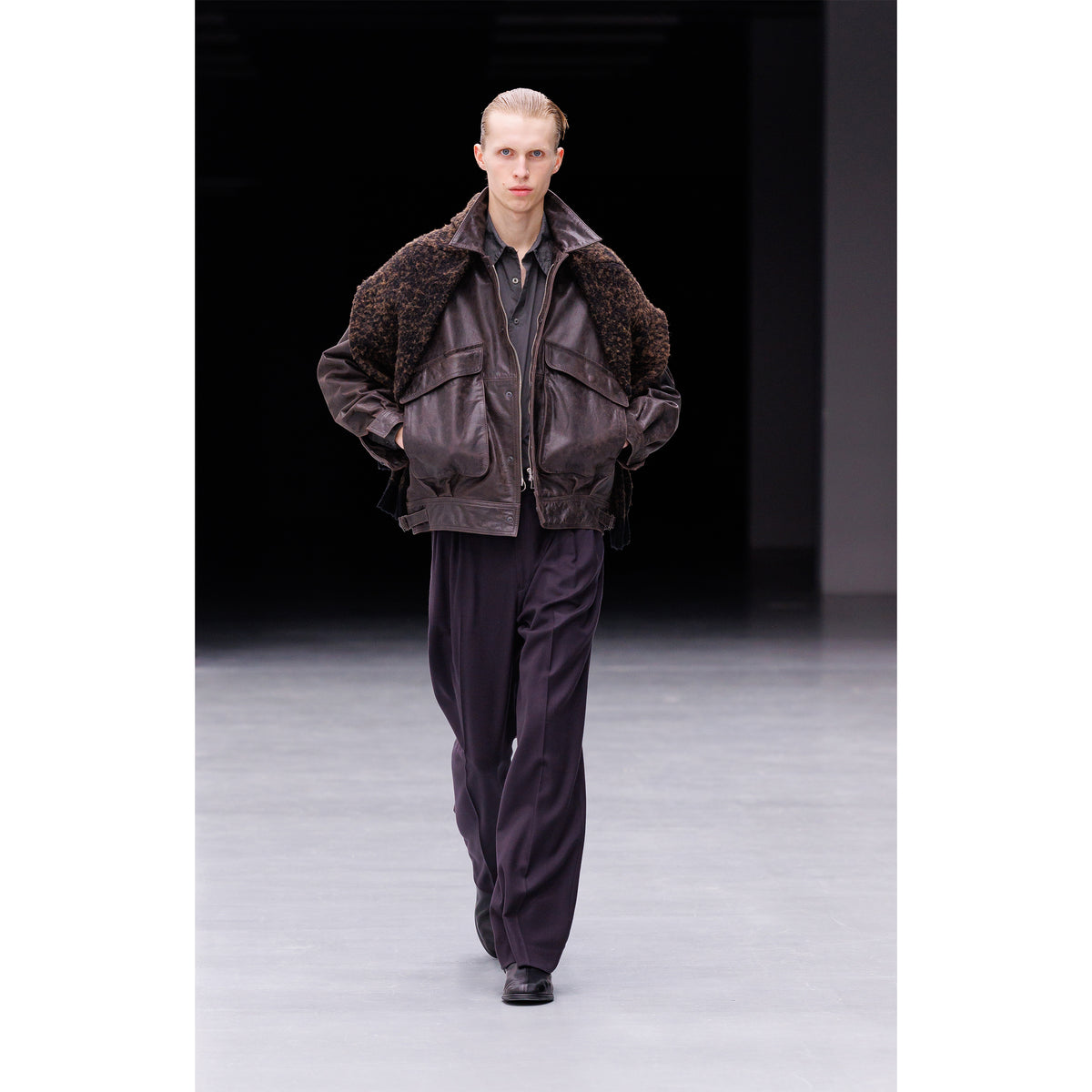 COW LEATHER FLIGHT JACKET BROWN