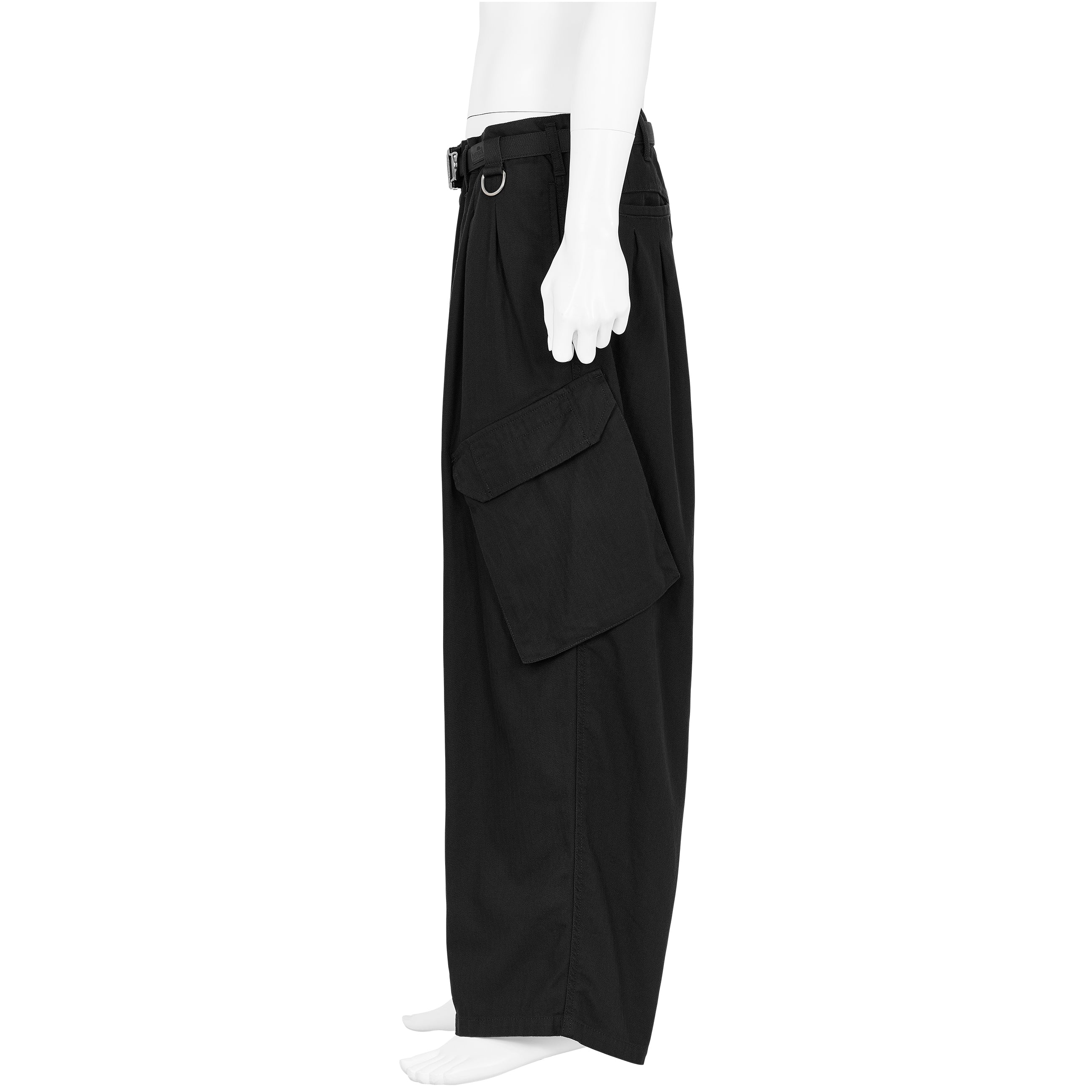 HERRINGBONE 12TUCK WORK PANTS BLACK