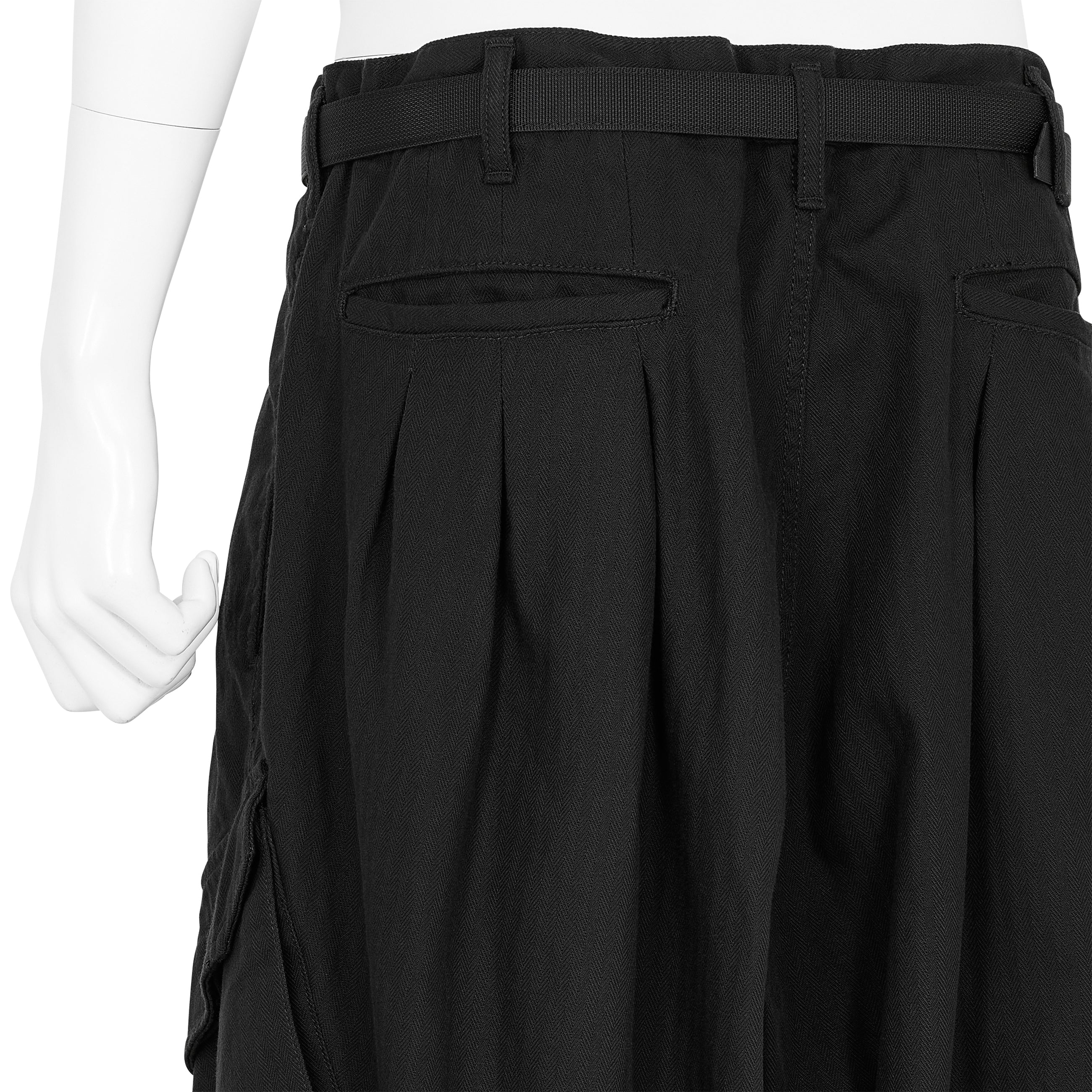 HERRINGBONE 12TUCK WORK PANTS BLACK