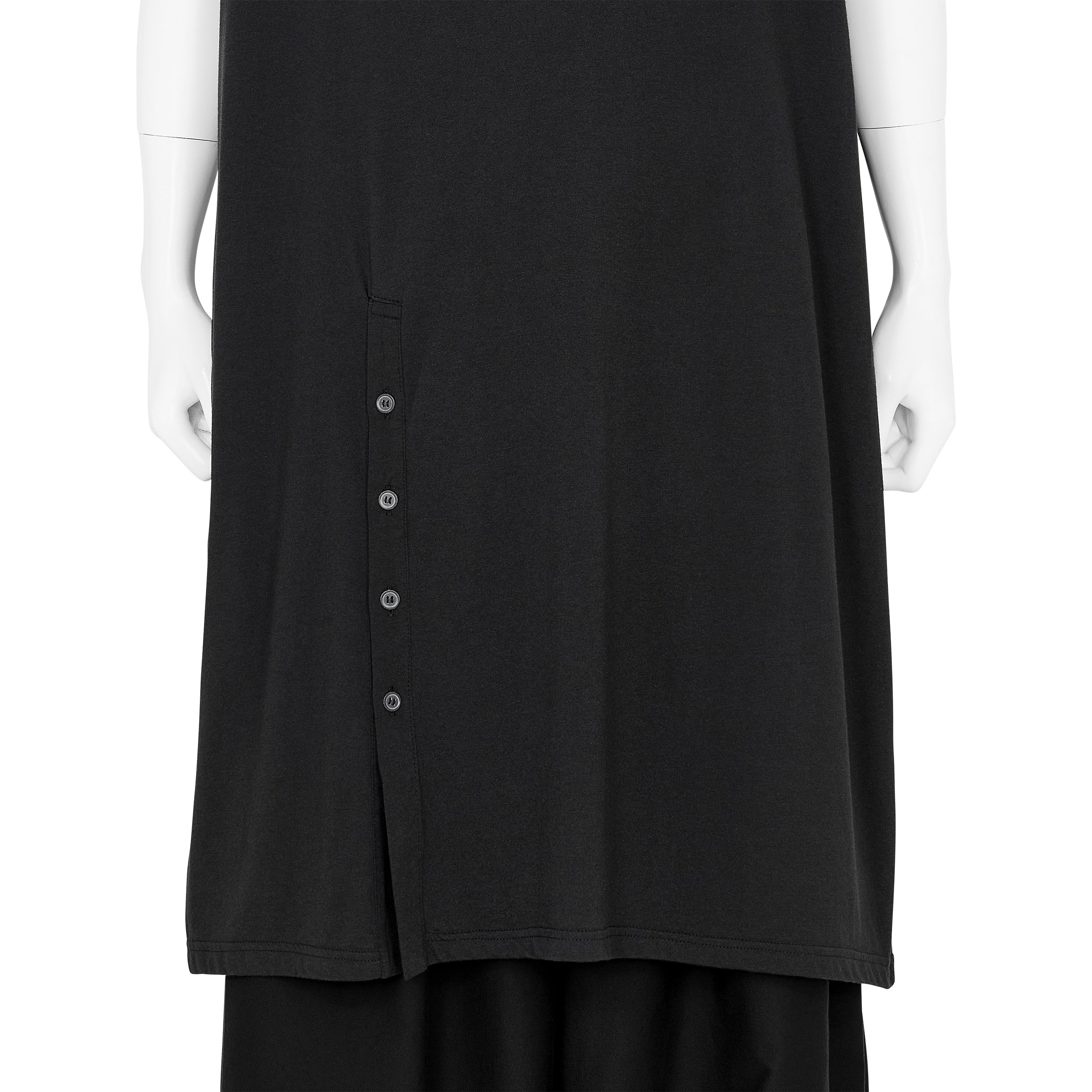 COTTON MODAL HENRY NECK T BLACK