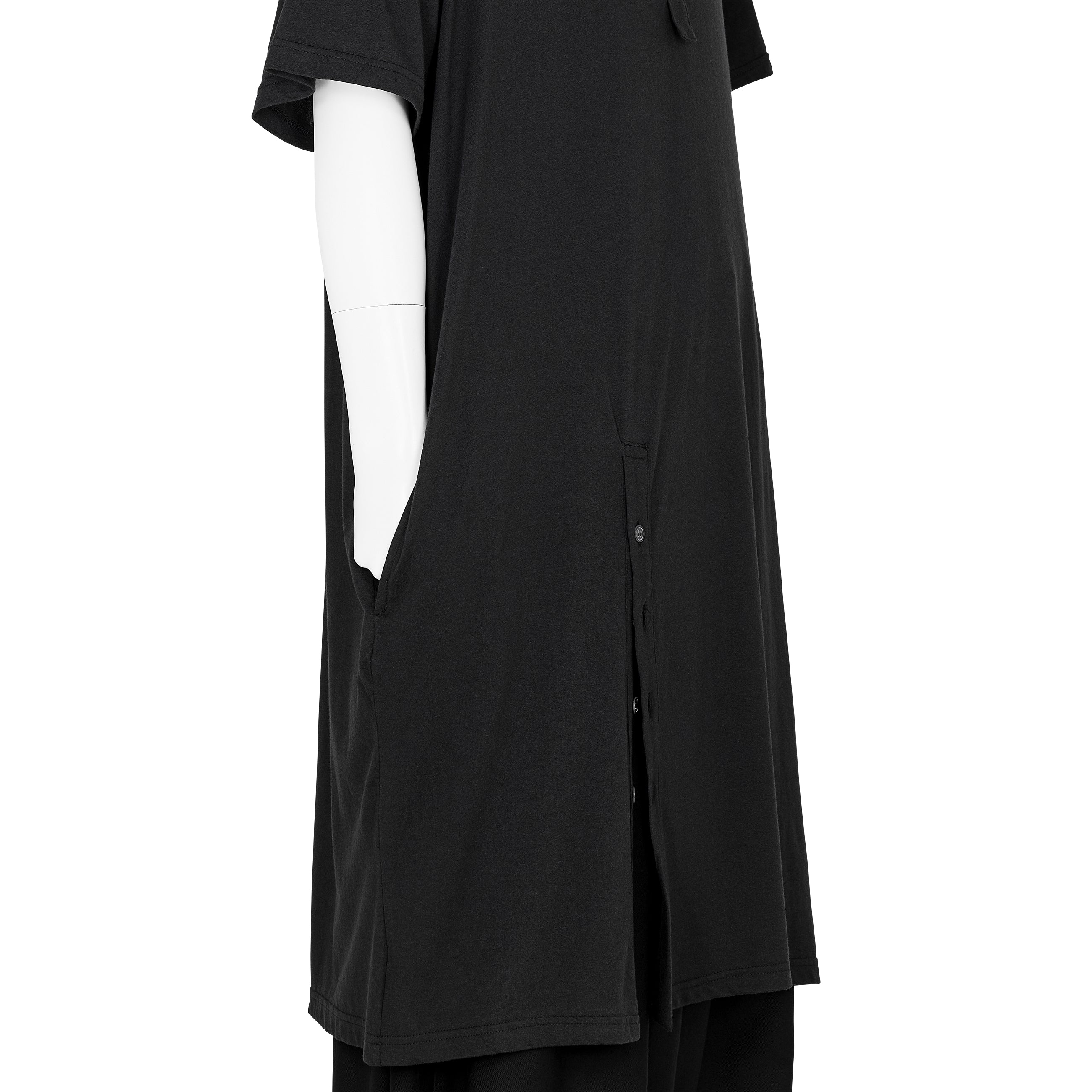 COTTON MODAL HENRY NECK T BLACK