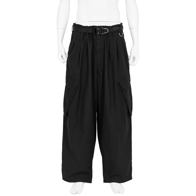 HERRINGBONE 12TUCK WORK PANTS BLACK