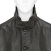 SHEARLING COLLAR LEATHER CAR COAT BROWN
