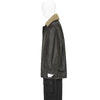 SHEARLING COLLAR LEATHER CAR COAT BROWN