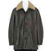 SHEARLING COLLAR LEATHER CAR COAT BROWN