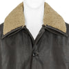 SHEARLING COLLAR LEATHER CAR COAT BROWN