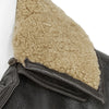 SHEARLING COLLAR LEATHER CAR COAT BROWN