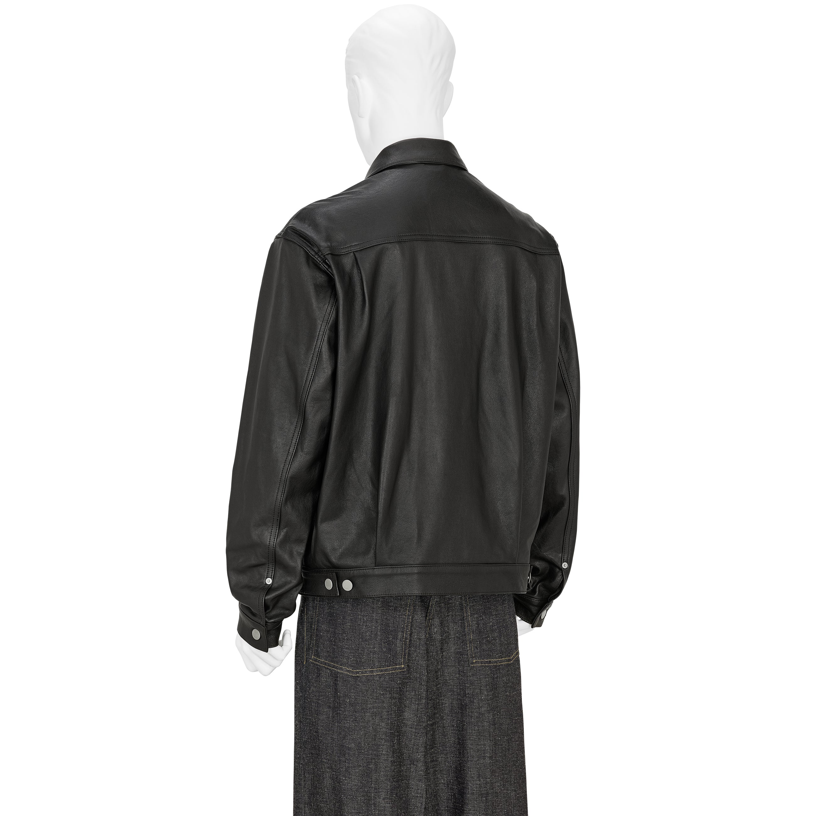 SHRINK COW LEATHER TRUCKER JACKET BLACK