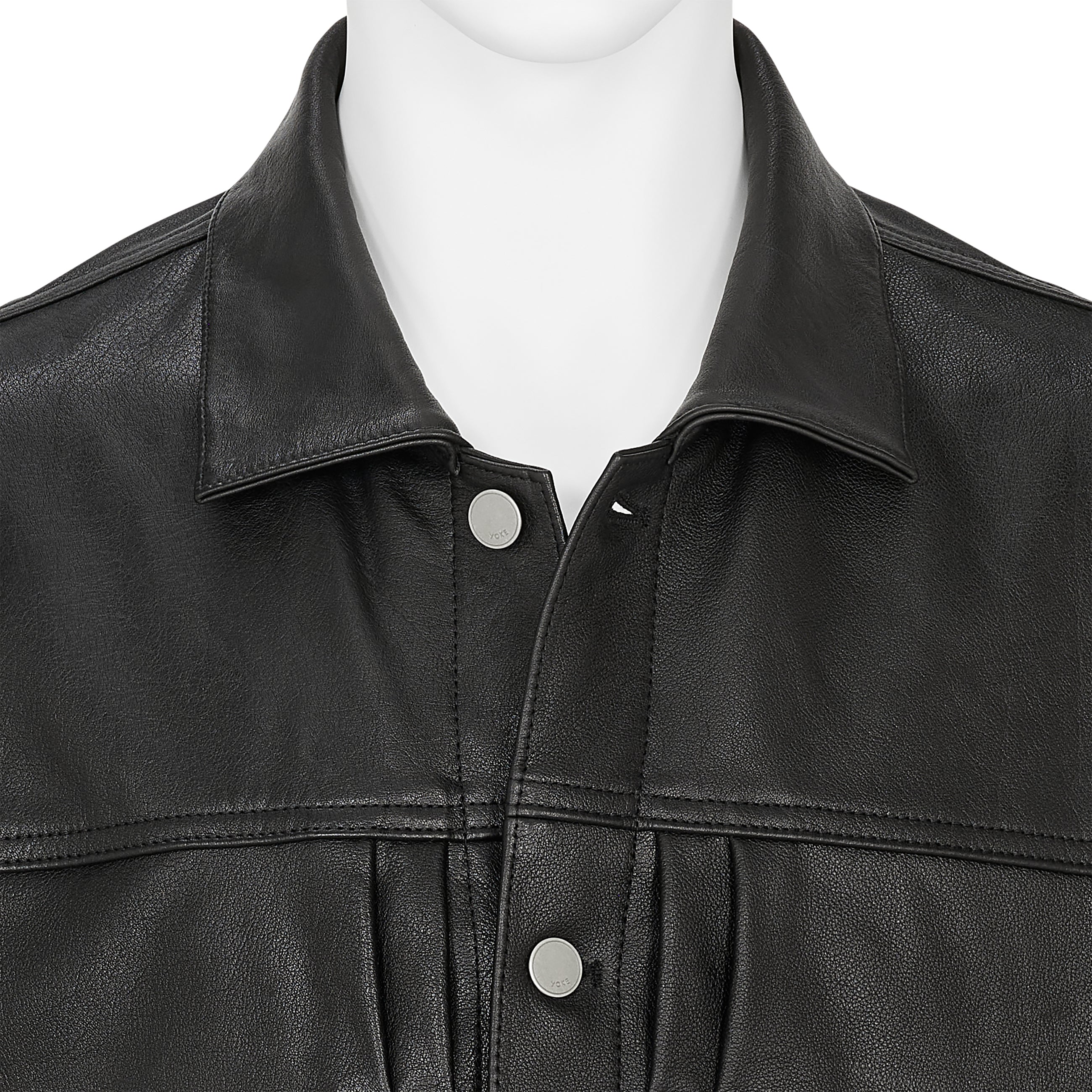 SHRINK COW LEATHER TRUCKER JACKET BLACK