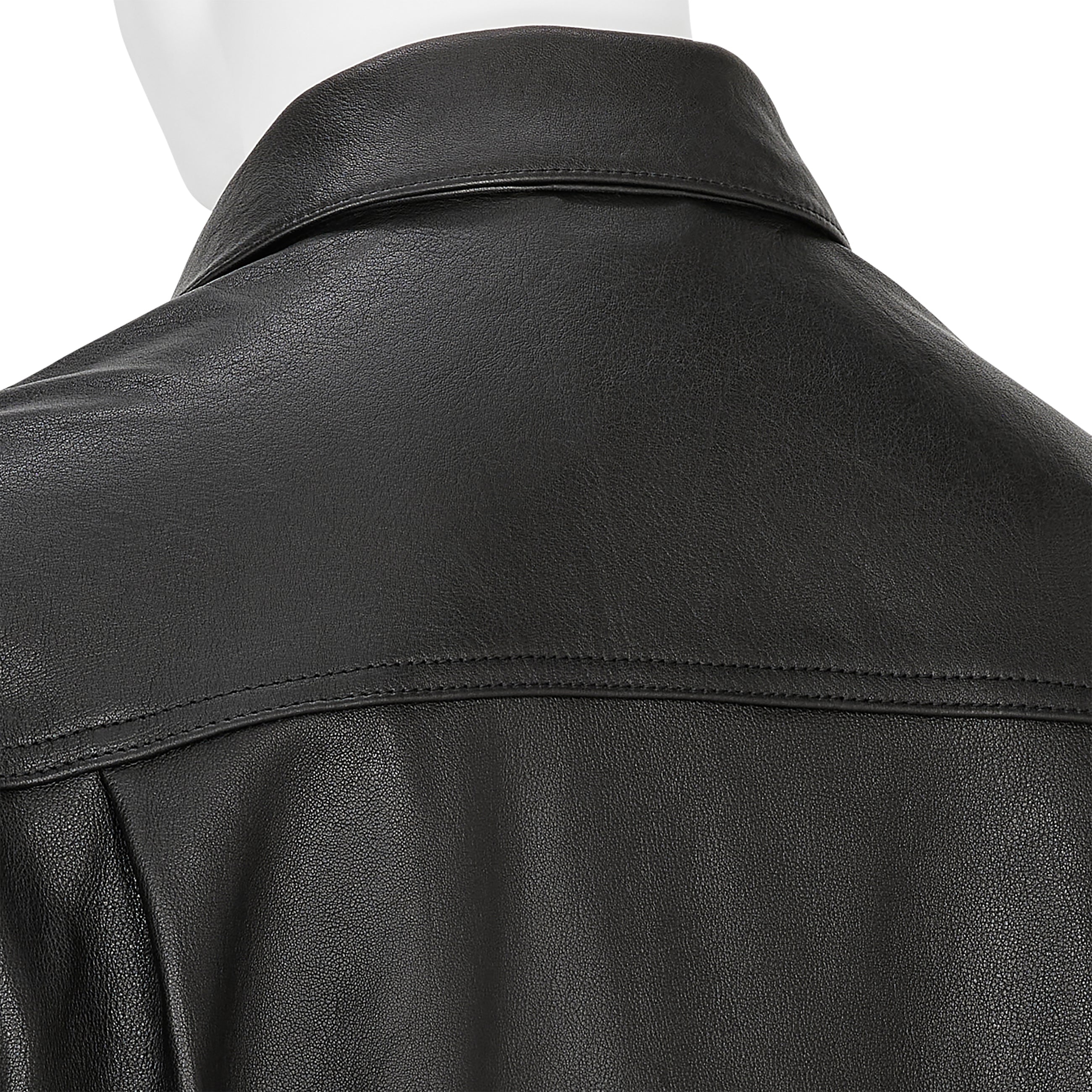SHRINK COW LEATHER TRUCKER JACKET BLACK