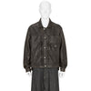 COLLABORATE CRACKED LEATHER DOCKING TRUCKER JACKET BROWN BLACK