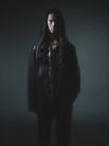 COLLABORATE CRACKED LEATHER DOCKING TRUCKER JACKET BROWN BLACK