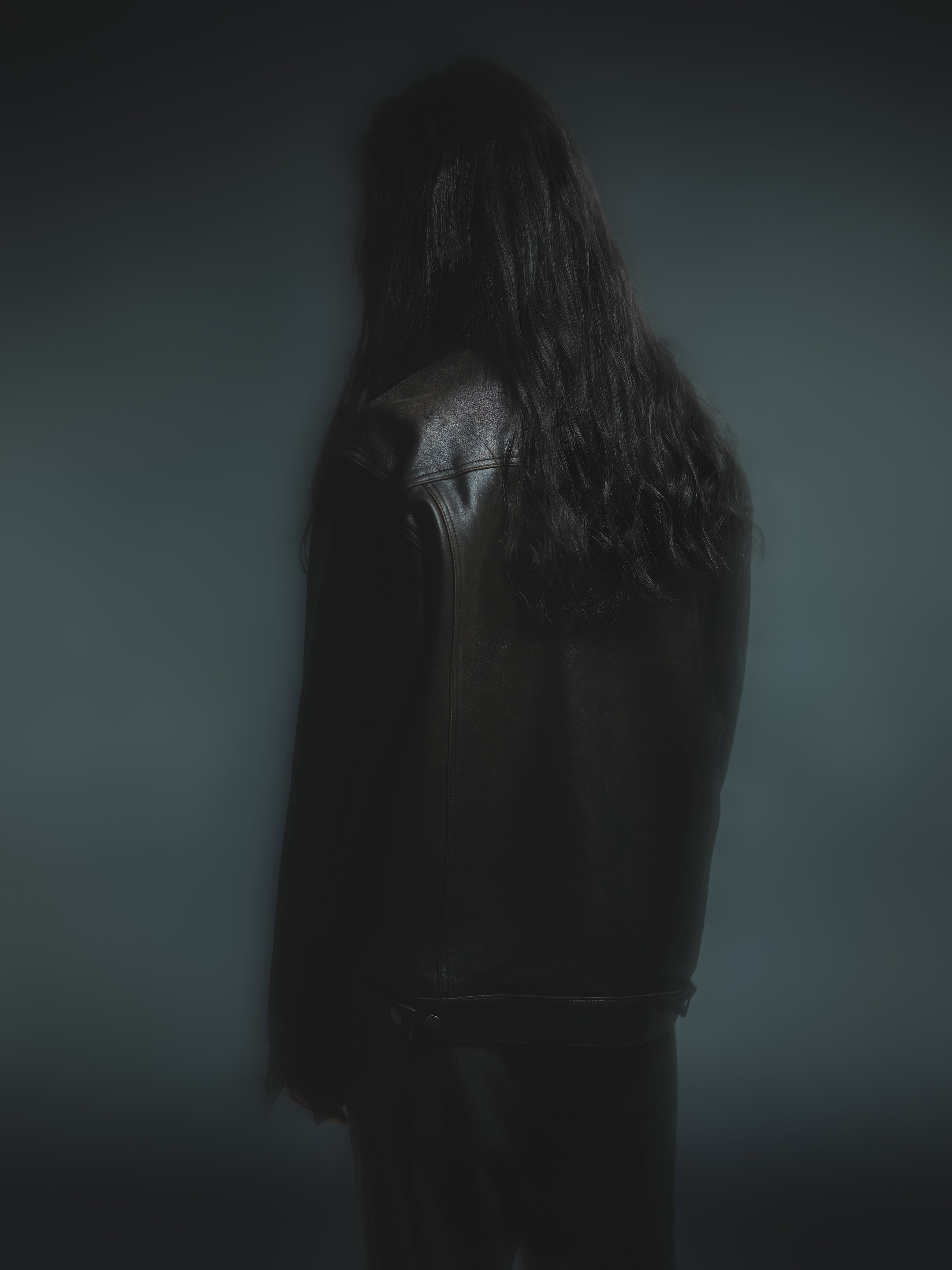 COLLABORATE CRACKED LEATHER DOCKING TRUCKER JACKET BROWN BLACK