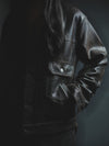 COLLABORATE CRACKED LEATHER DOCKING TRUCKER JACKET BROWN BLACK