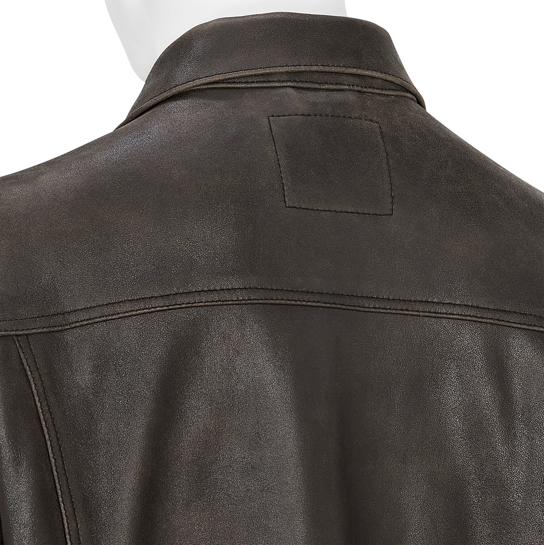 COLLABORATE CRACKED LEATHER DOCKING TRUCKER JACKET BROWN BLACK