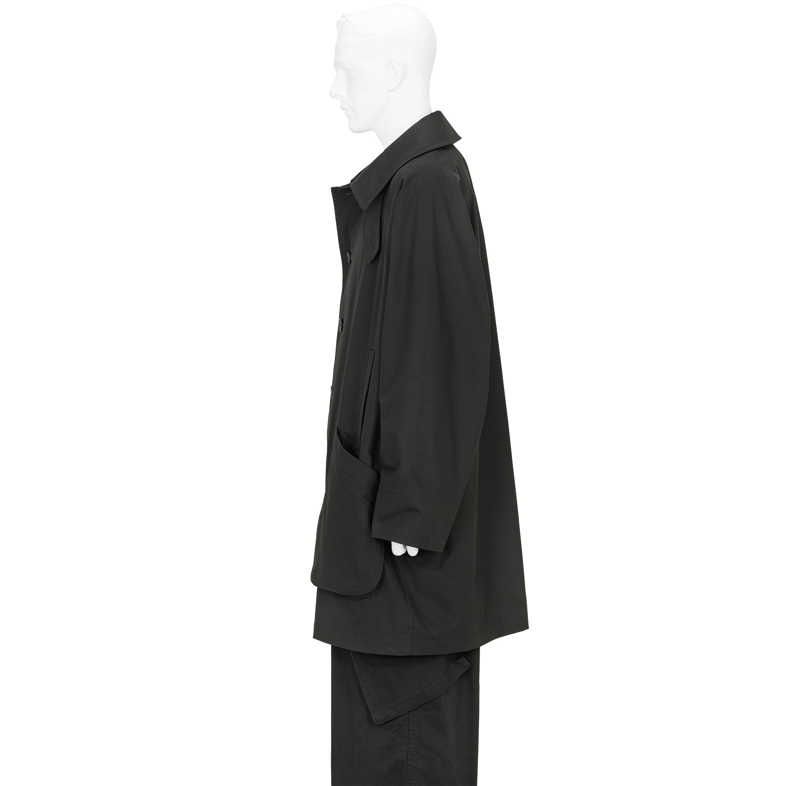 COTTON RIP STOP RAGLAN COAT BLACK - Yohji Yamamoto POUR HOMME