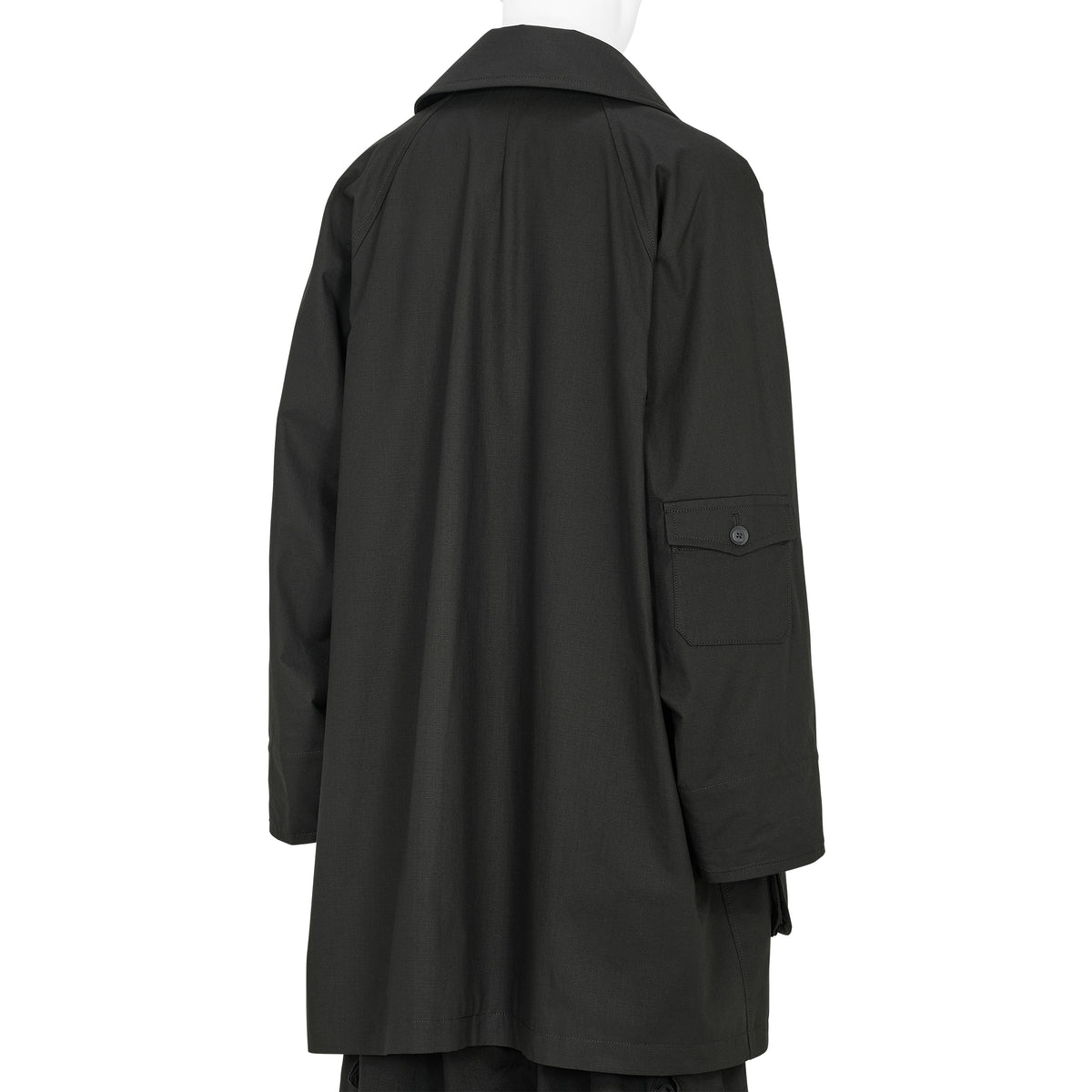 COTTON RIP STOP RAGLAN COAT BLACK