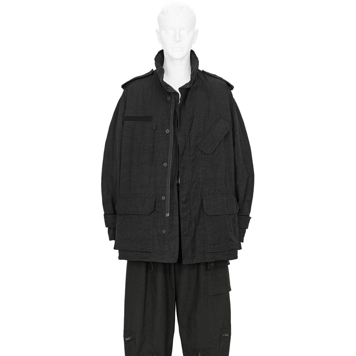 SPUN GABARDINE HOOD BLOUSON BLACK