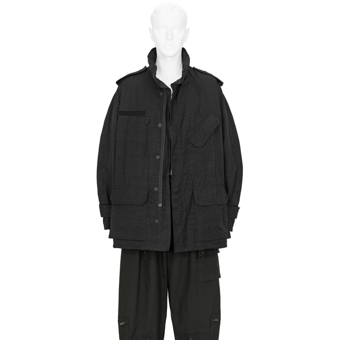 SPUN GABARDINE HOOD BLOUSON BLACK