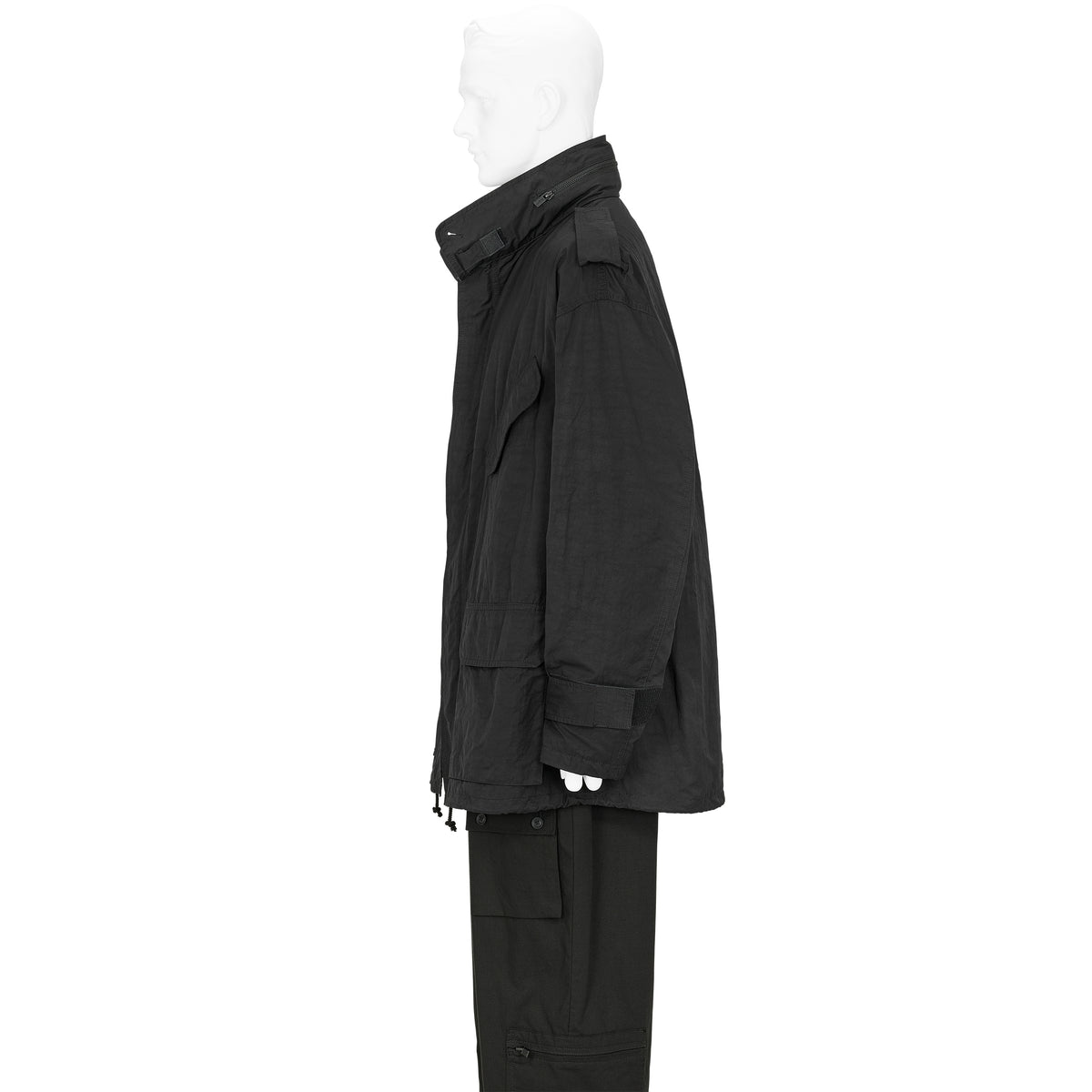 SPUN GABARDINE HOOD BLOUSON BLACK