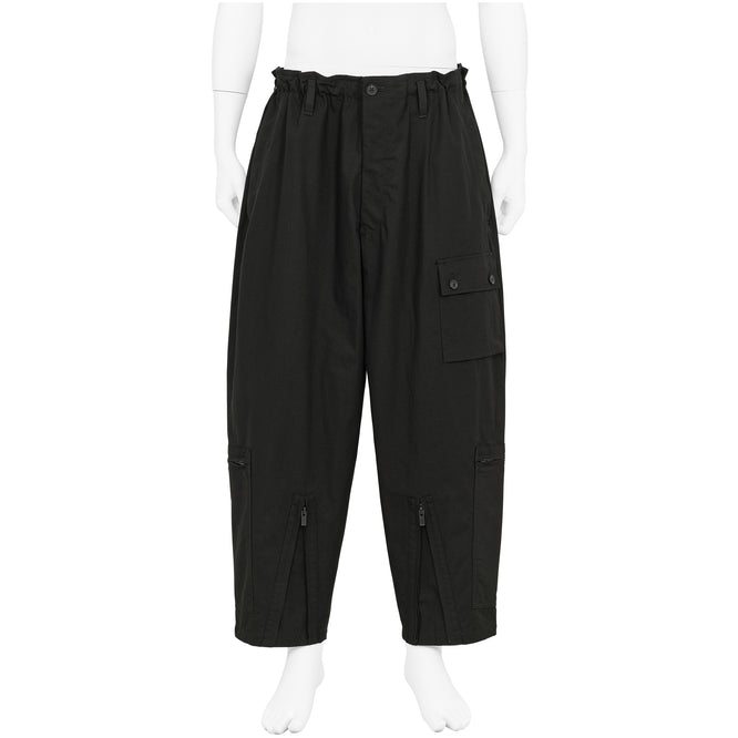 COTTON RIP STOP MILITARY ZIP PANTS BLACK