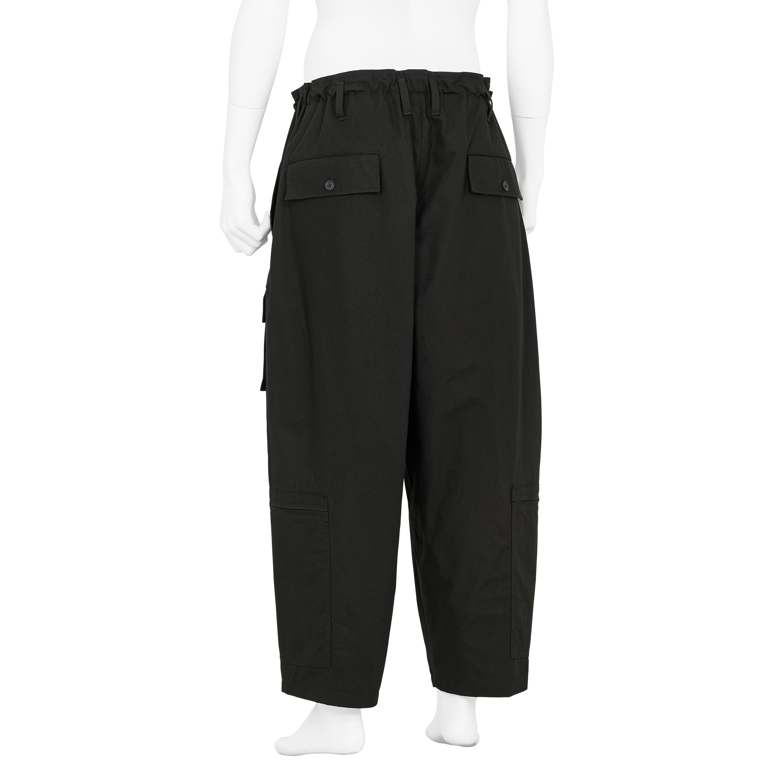 COTTON RIP STOP MILITARY ZIP PANTS BLACK - Yohji Yamamoto POUR