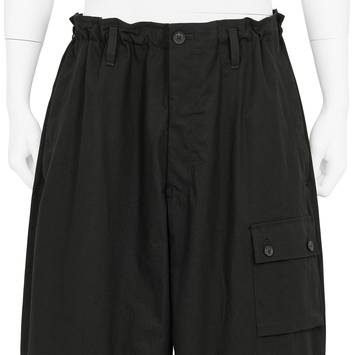 COTTON RIP STOP MILITARY ZIP PANTS BLACK