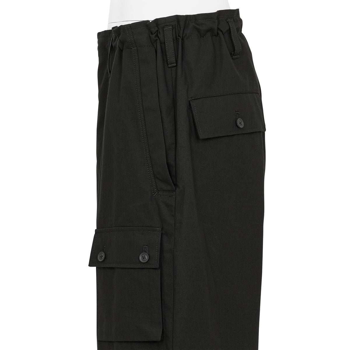COTTON RIP STOP MILITARY ZIP PANTS BLACK