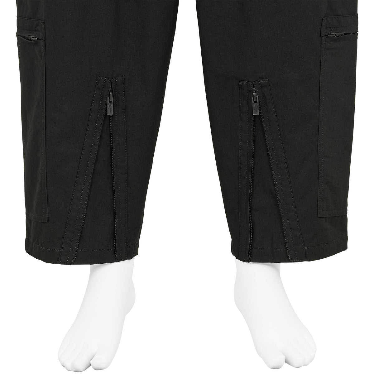 COTTON RIP STOP MILITARY ZIP PANTS BLACK