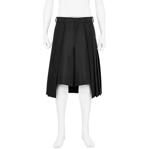 POLYESTER SHORTS WITH PLEATS PARTS BLACK