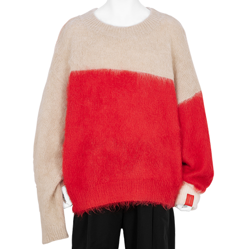 RED LABEL GRAFFITI MOHAIR KNIT BEIGE RED