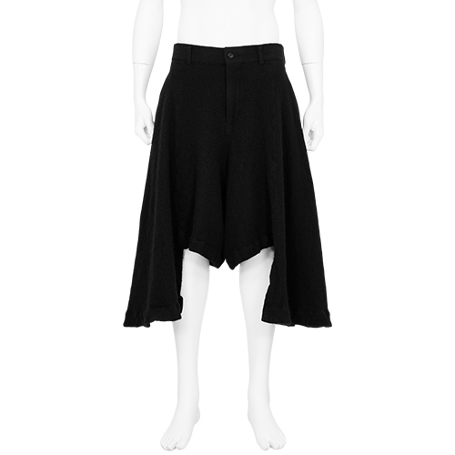 WOOL SIDE LONG SHORTS BLACK