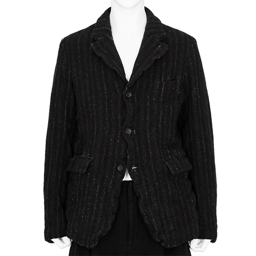 WOOL STRIPE JACKET BLACK BURGUNDY WHITE