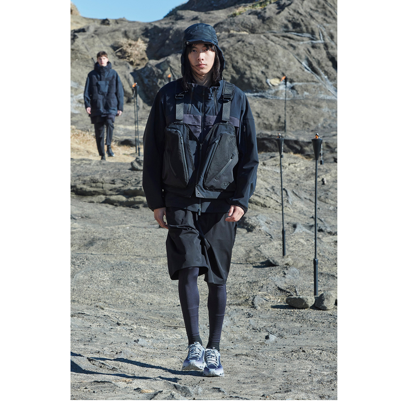 GORE-TEX INFINIUM STAND COLLAR JACKET BLACK - WHITE MOUNTAINEERING